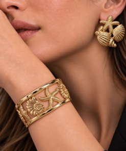 Conjunto Bracelete + Brinco Bijoux Premium Dourado 004