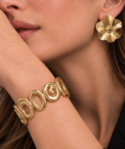 Conjunto Bracelete + Brinco Bijoux Premium Dourado 016