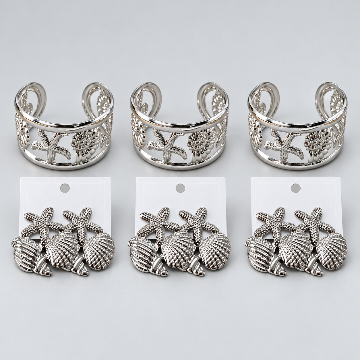 Kit 3x Conjunto Bracelete + Brinco Bijoux Premium 003