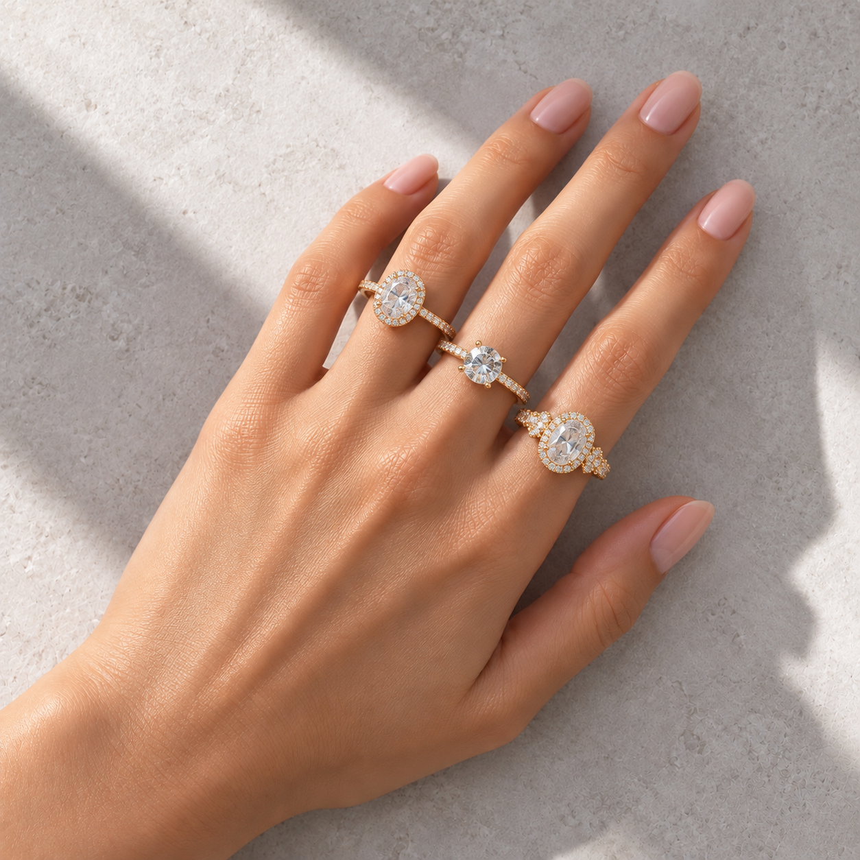 3 Anéis Regulável Bijoux Premium Dourado Coleção 7