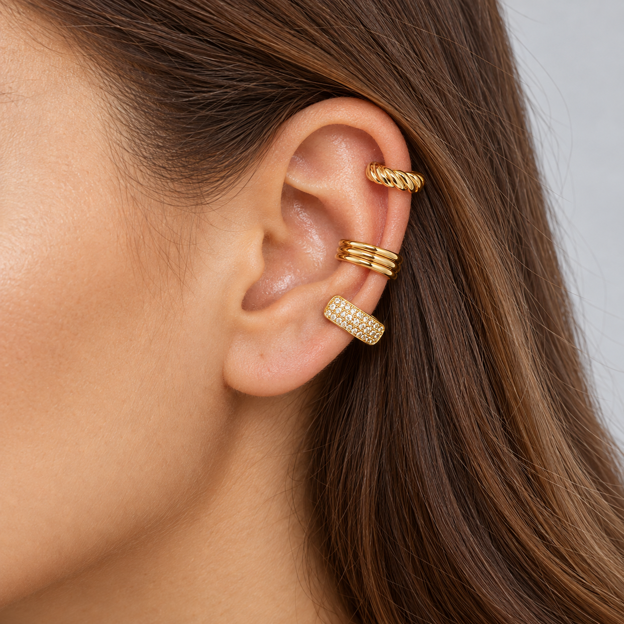 Trio Fake Piercing Bijoux Premium Dourado 011