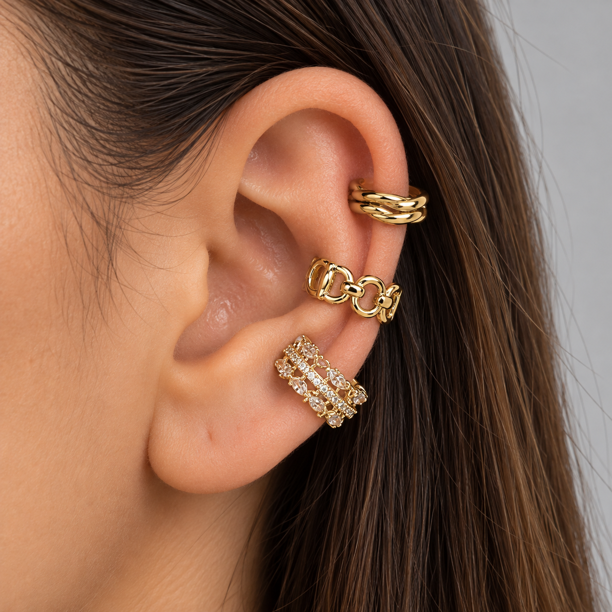 Trio Fake Piercing Bijoux Premium Dourado 023