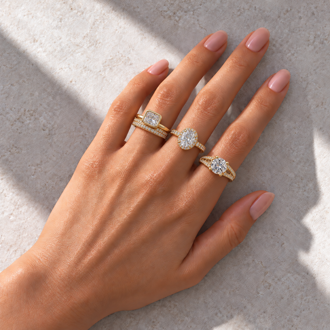 3 Anéis Regulável Bijoux Premium Dourado Coleção 2