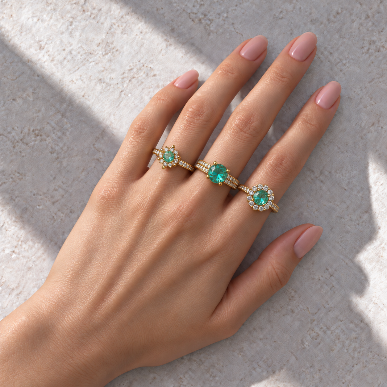 3 Anéis Regulável Bijoux Premium Dourado Coleção 6