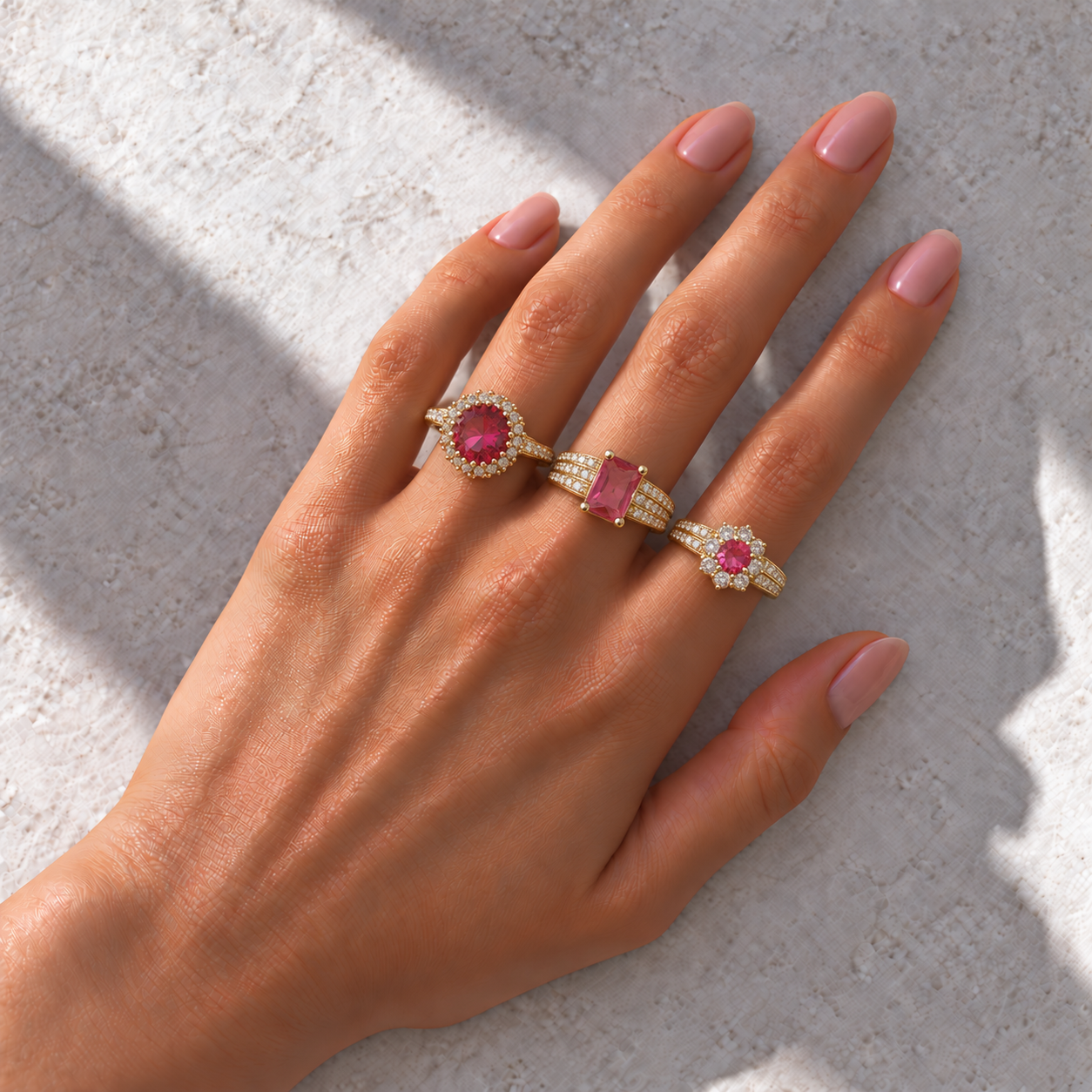 3 Anéis Regulável Bijoux Premium Dourado Coleção 8