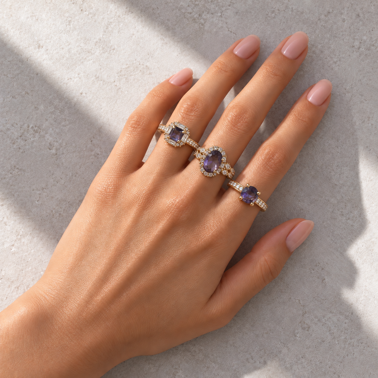 3 Anéis Regulável Bijoux Premium Dourado Coleção 7