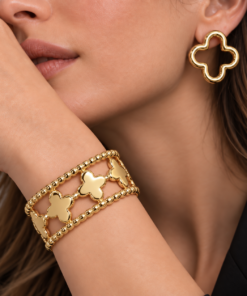 Conjunto Bracelete + Brinco Bijoux Premium Dourado 002