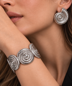 Conjunto Bracelete + Brinco Bijoux Premium Prata 009