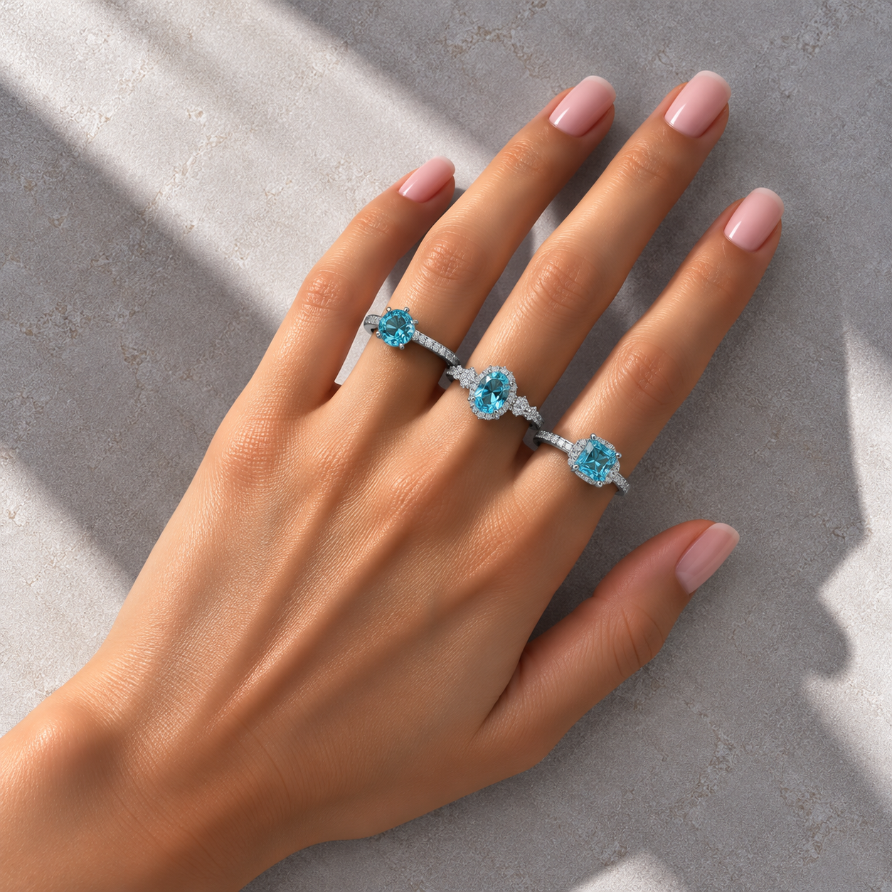 3 Anéis Regulável Bijoux Premium Prata Coleção 7