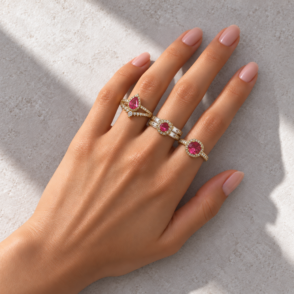 3 Anéis Regulável Bijoux Premium Dourado Coleção 3