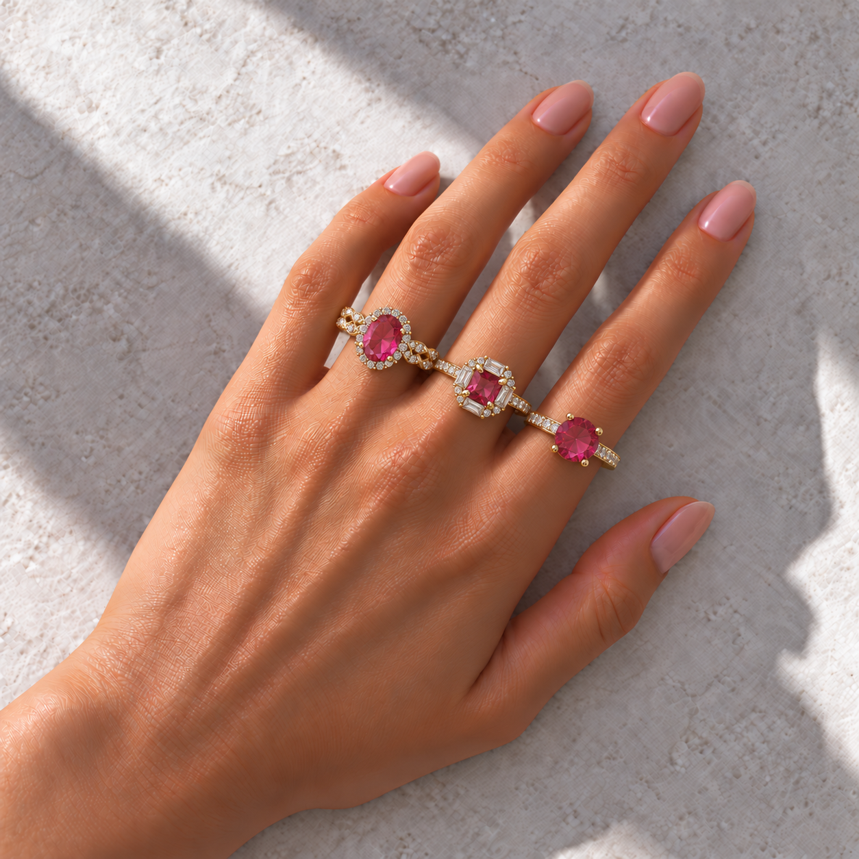 3 Anéis Regulável Bijoux Premium Dourado Coleção 7