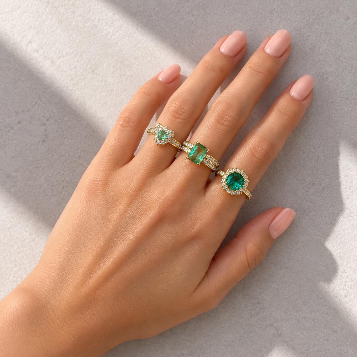 3 Anéis Regulável Bijoux Premium Dourado Coleção 8