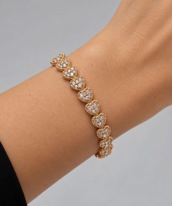 Pulseira Semijoia Cravejada Dourado 001