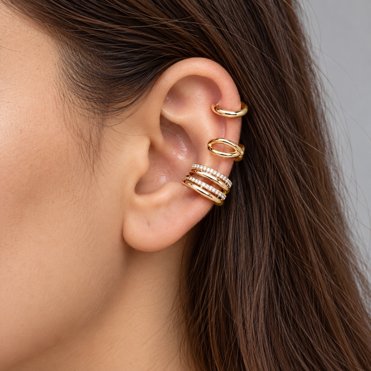 Trio Fake Piercing Bijoux Premium Dourado 001