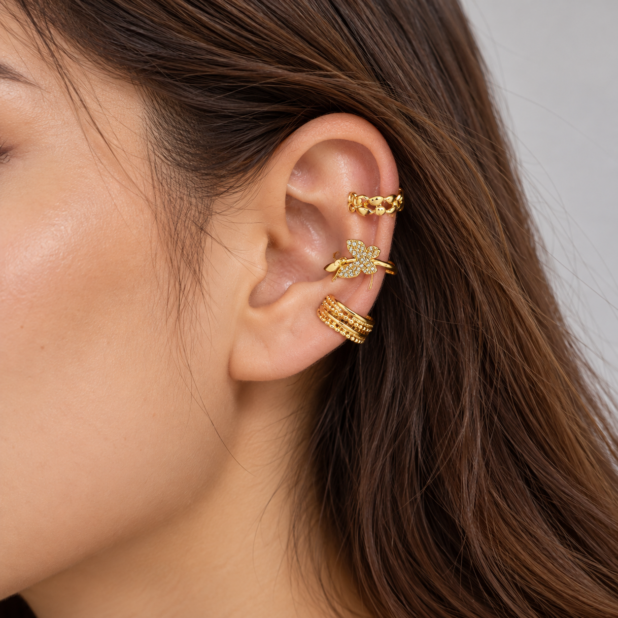 Trio Fake Piercing Bijoux Premium Dourado 003
