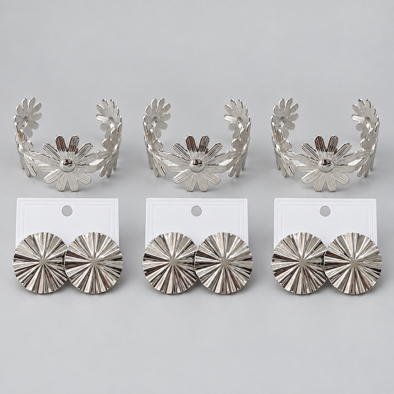 Kit 3x Conjunto Bracelete + Brinco Bijoux Premium 015