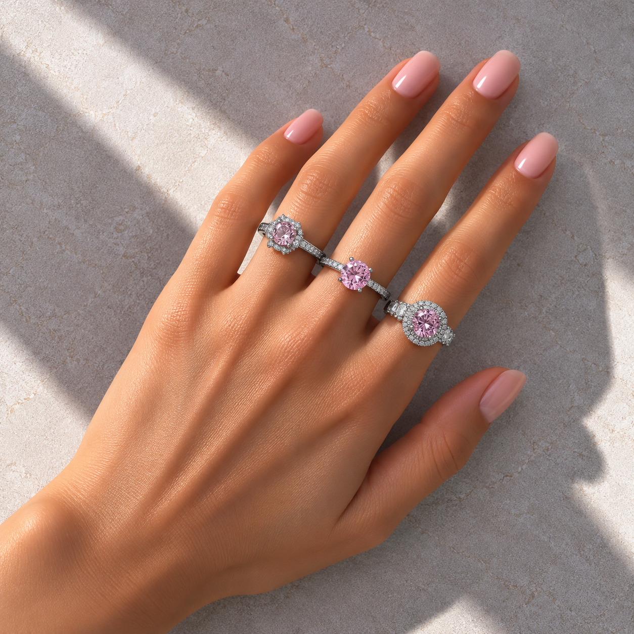 3 Anéis Regulável Bijoux Premium Prata Coleção 7