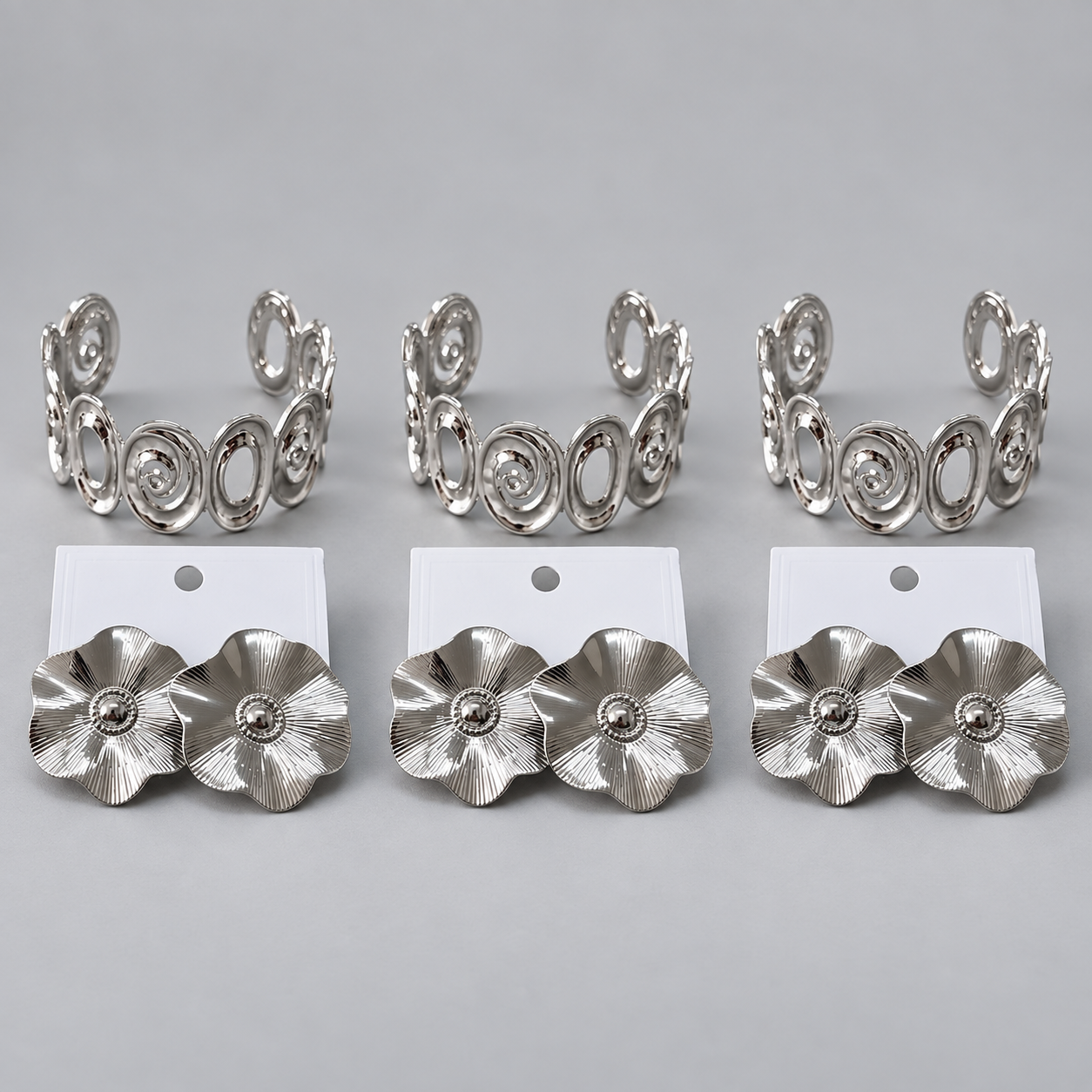 Kit 3x Conjunto Bracelete + Brinco Bijoux Premium 017
