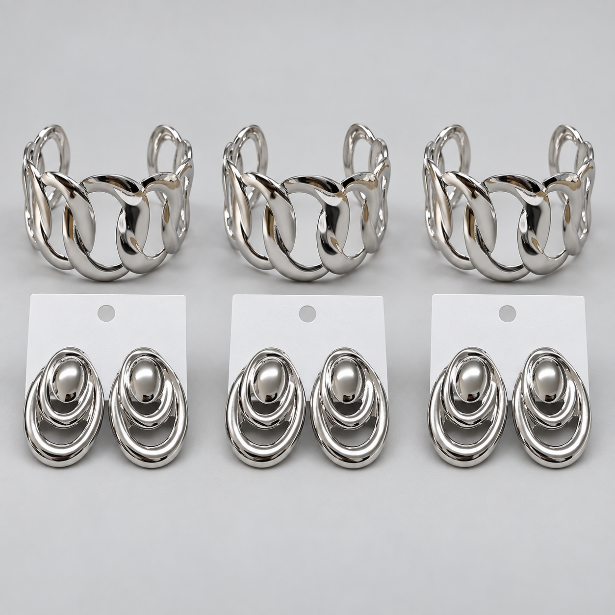 Kit 3x Conjunto Bracelete + Brinco Bijoux Premium 007