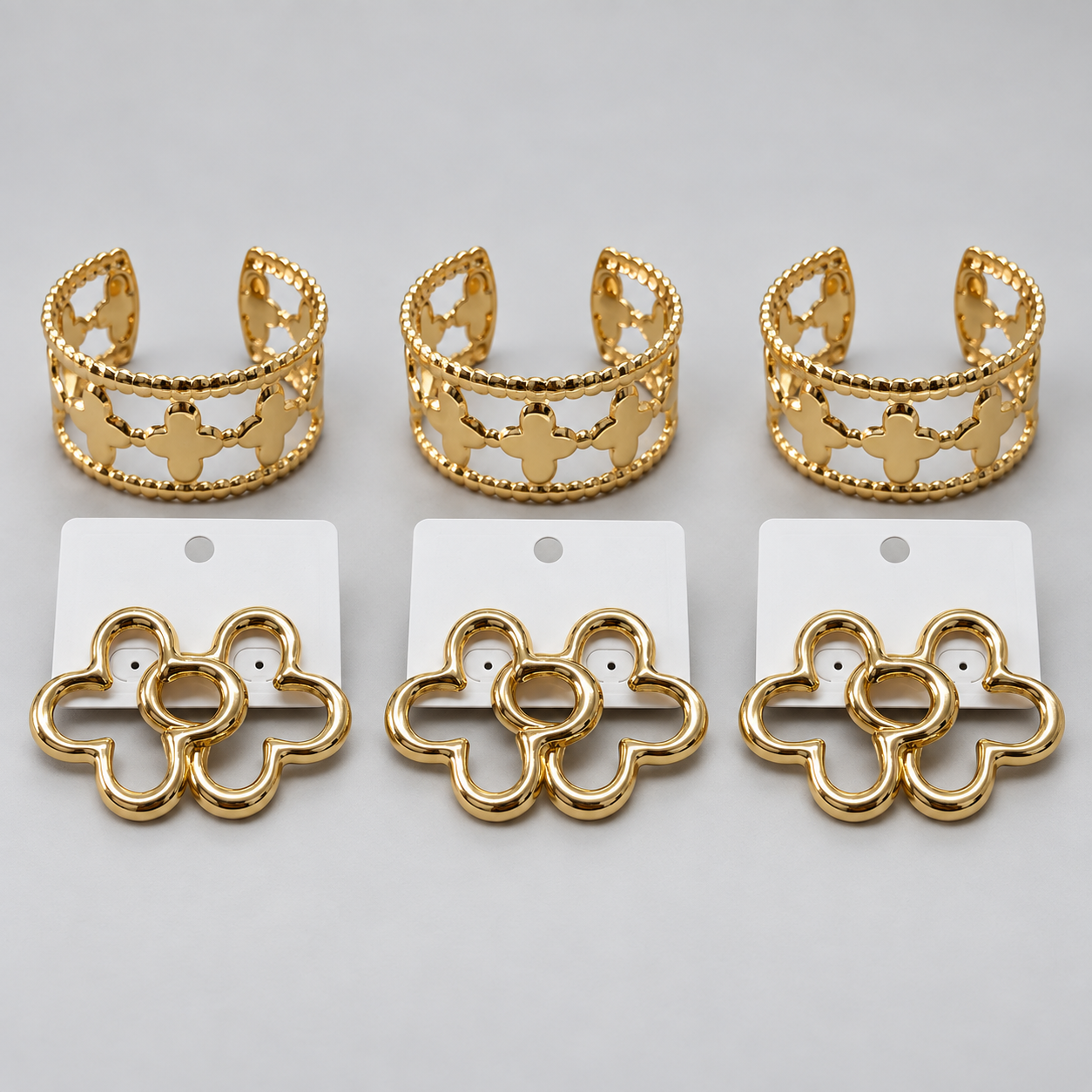 Kit 3x Conjunto Bracelete + Brinco Bijoux Premium 002