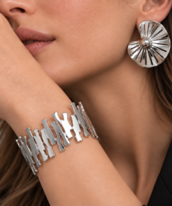 Conjunto Bracelete + Brinco Bijoux Premium Prata 011