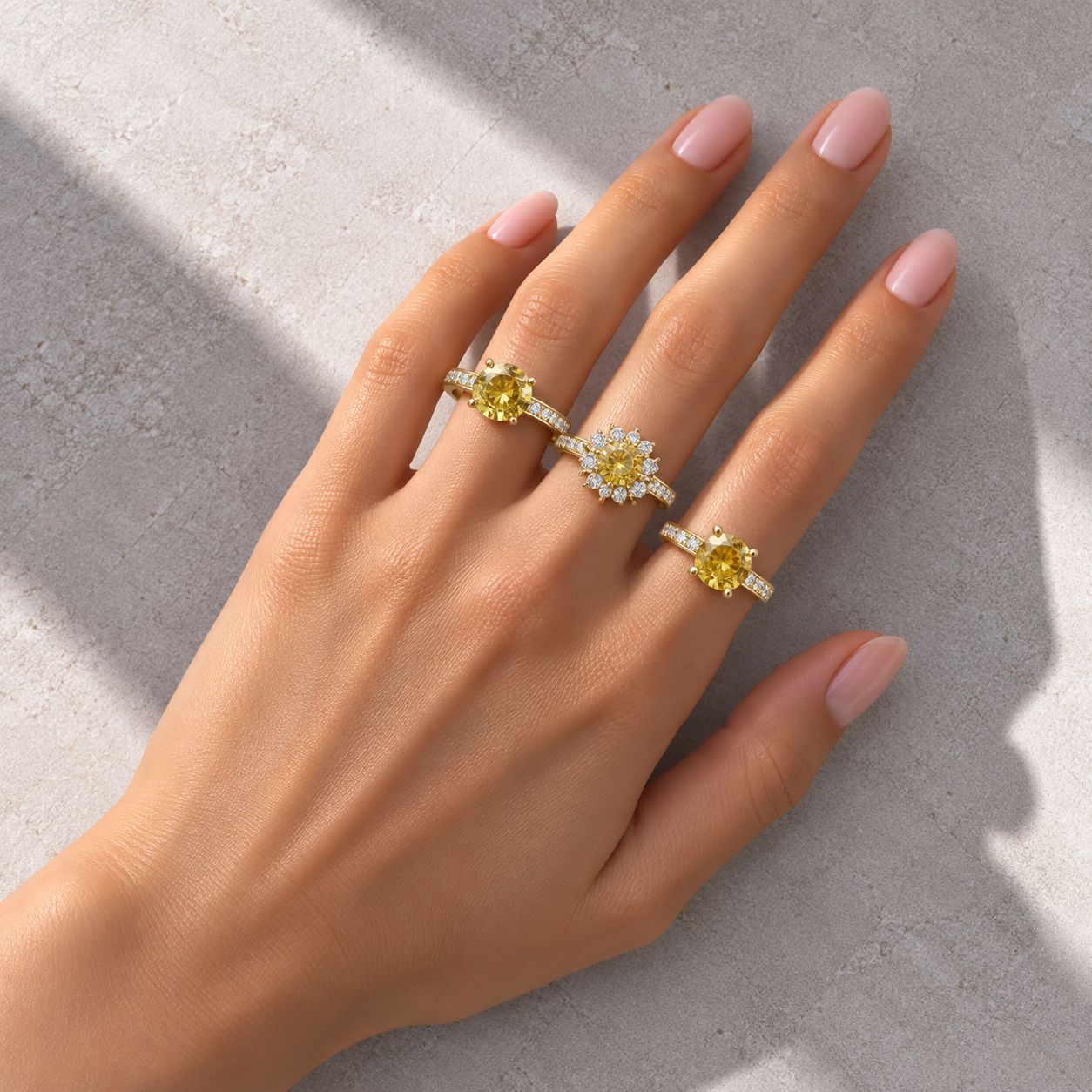 3 Anéis Regulável Bijoux Premium Dourado Coleção 6