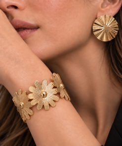 Conjunto Bracelete + Brinco Bijoux Premium Dourado 014