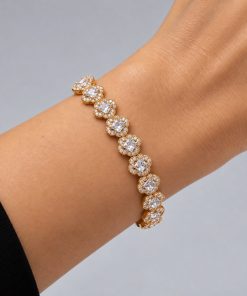 Pulseira Semijoia Cravejada Dourado 003