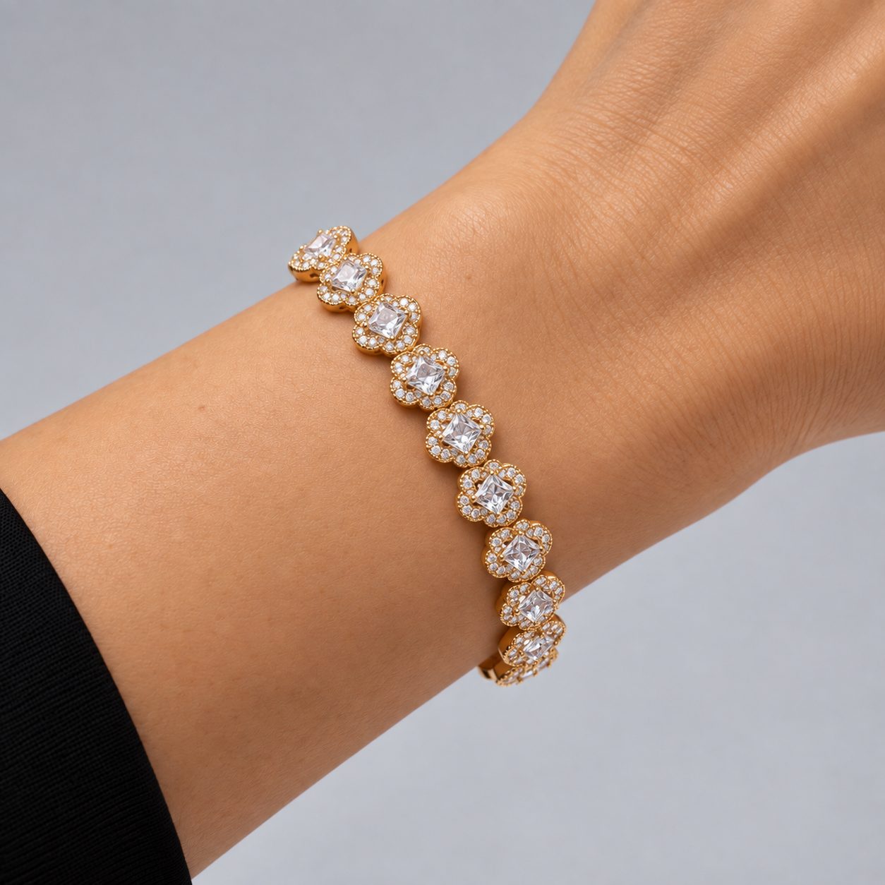 Pulseira Semijoia Cravejada Dourado 003