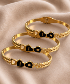 kit 3 Braceletes Aço Inox Dourado 017
