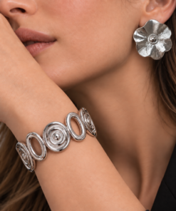 Conjunto Bracelete + Brinco Bijoux Premium Prata 015