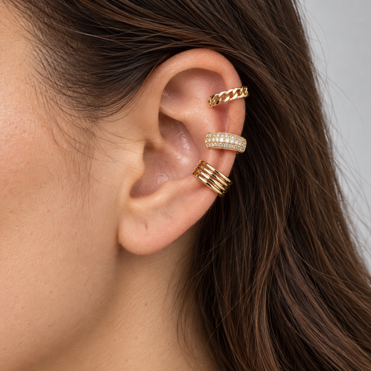 Trio Fake Piercing Bijoux Premium Dourado 015