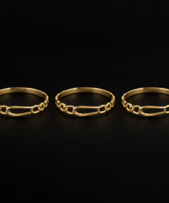 Kit 3 Braceletes Aço Inox Dourado 019