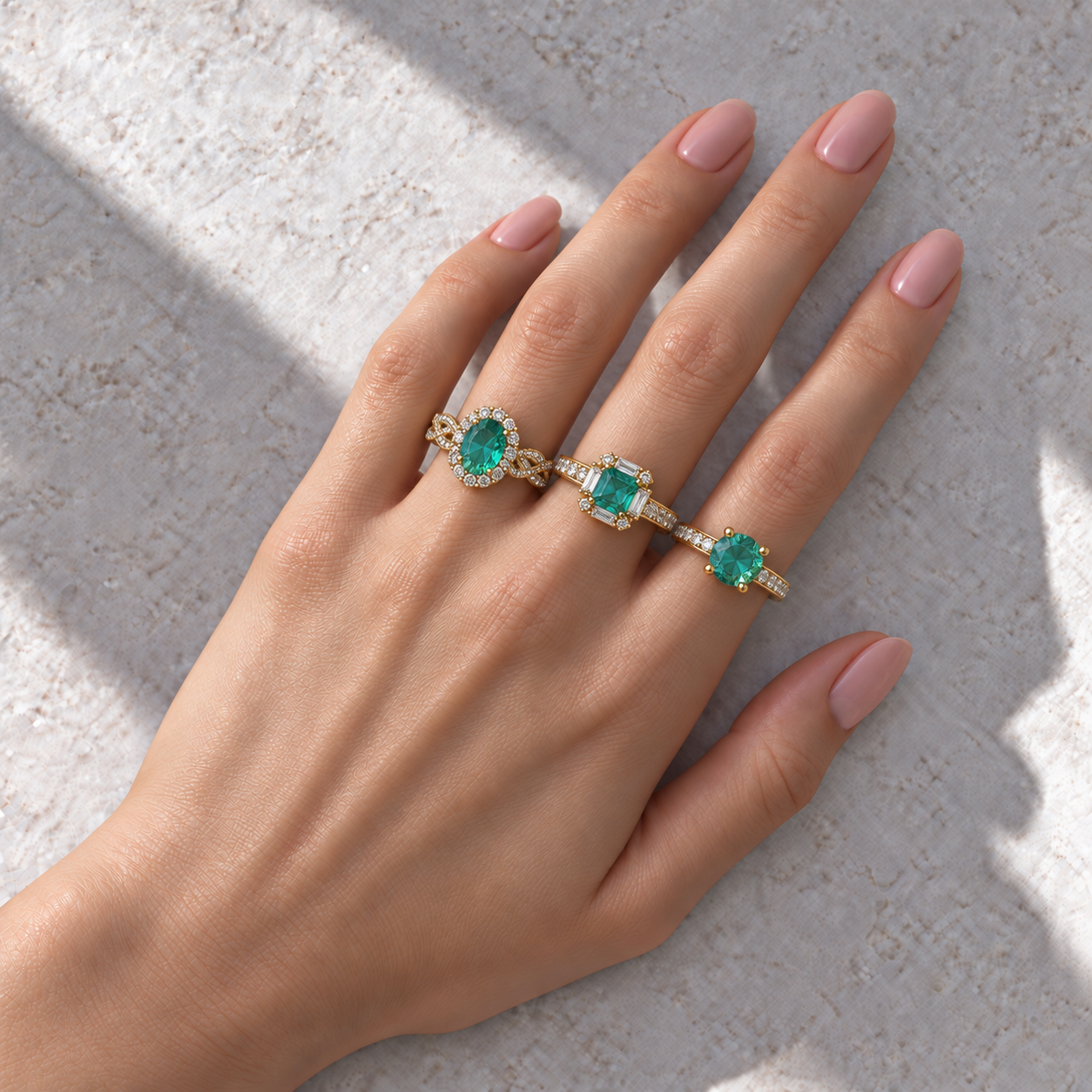 3 Anéis Regulável Bijoux Premium Dourado Coleção 7