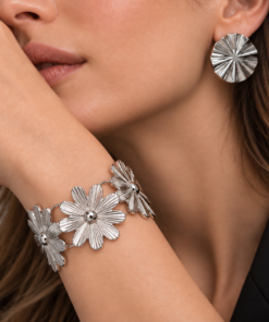Conjunto Bracelete + Brinco Bijoux Premium Prata 013