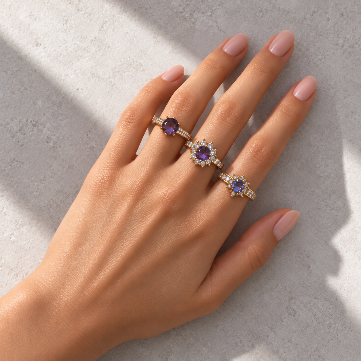 3 Anéis Regulável Bijoux Premium Dourado Coleção 6
