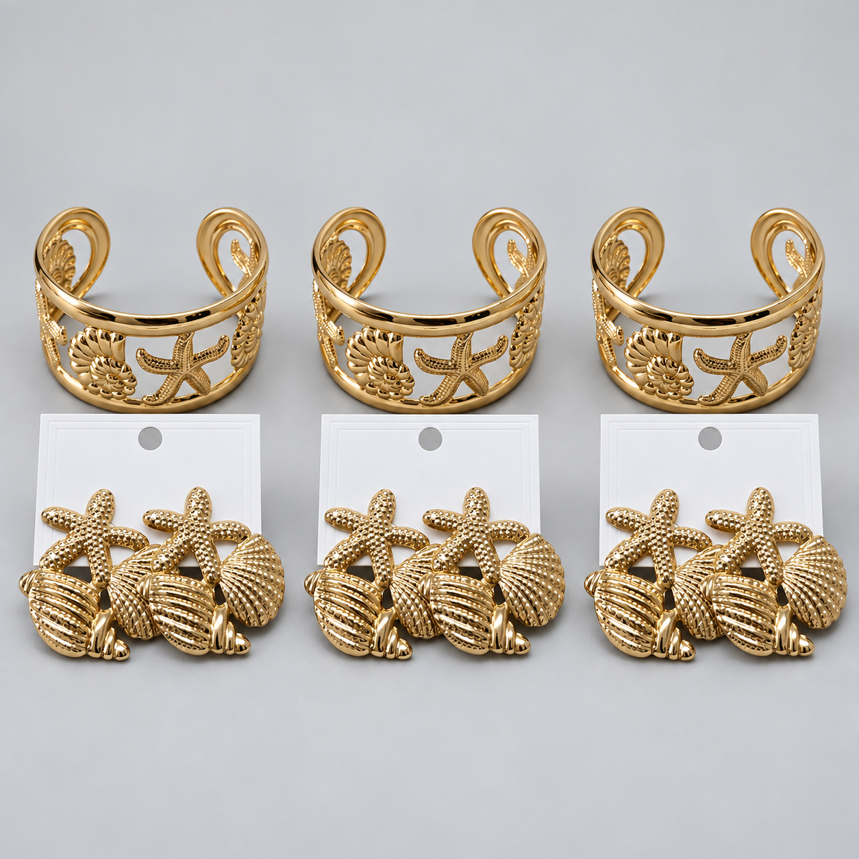 Kit 3x Conjunto Bracelete + Brinco Bijoux Premium 004