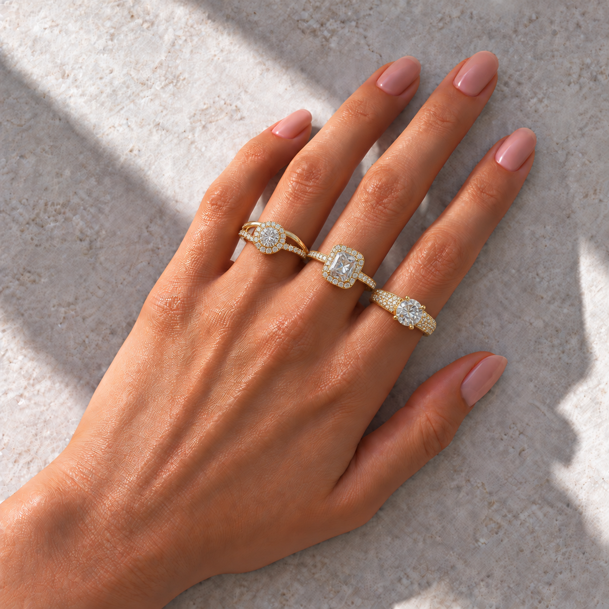 3 Anéis Regulável Bijoux Premium Dourado Coleção 4
