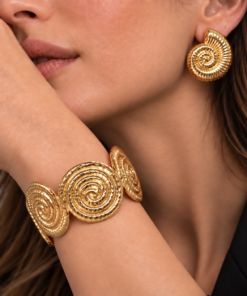 Conjunto Bracelete + Brinco Bijoux Premium Dourado 010