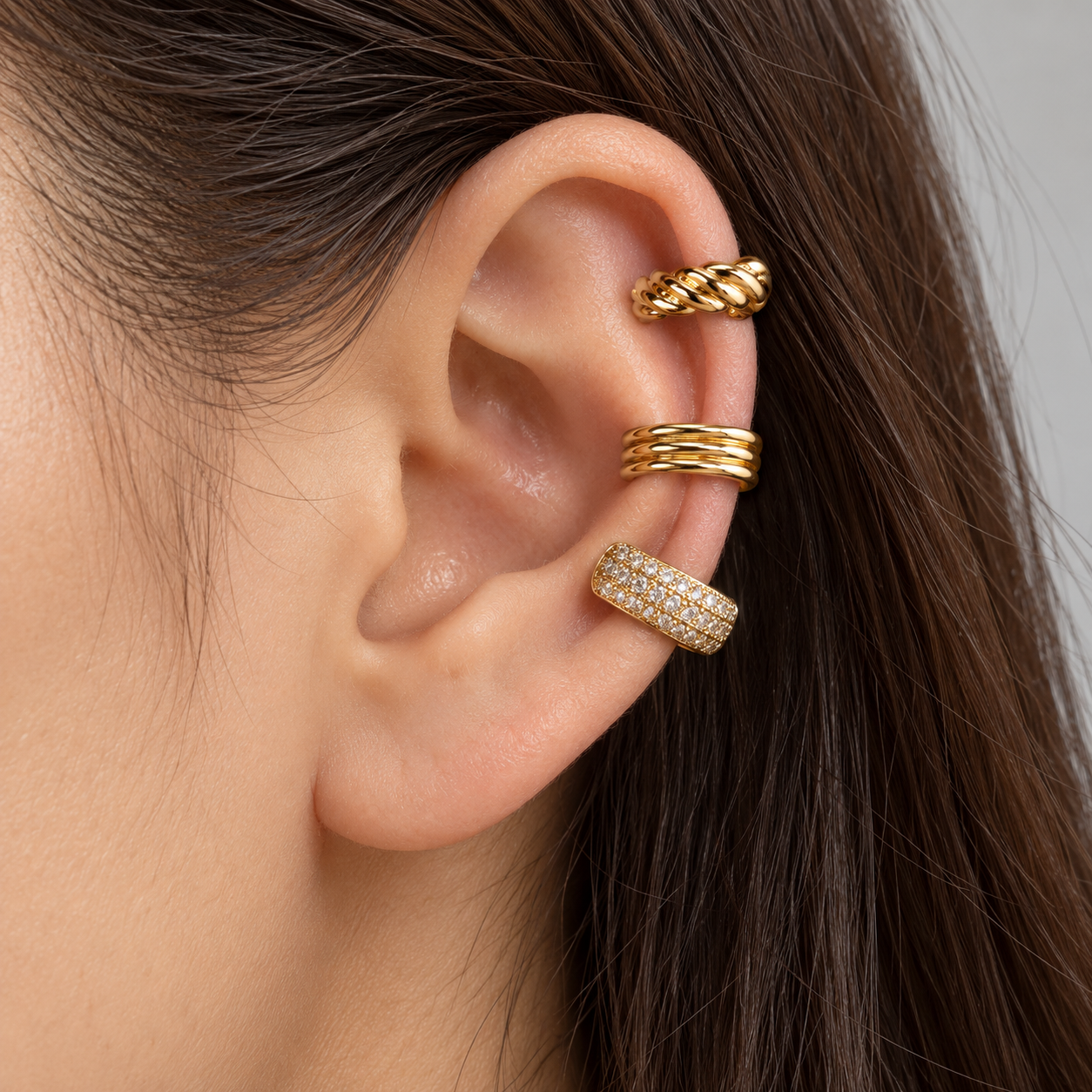 Trio Fake Piercing Bijoux Premium Dourado 021