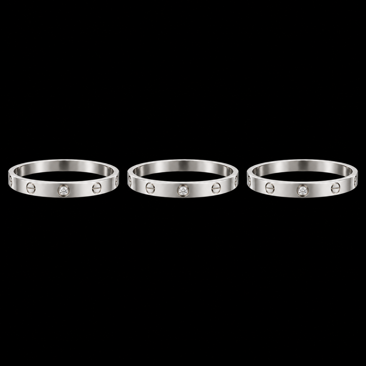 Kit 3 Braceletes Aço Inox Prata 29
