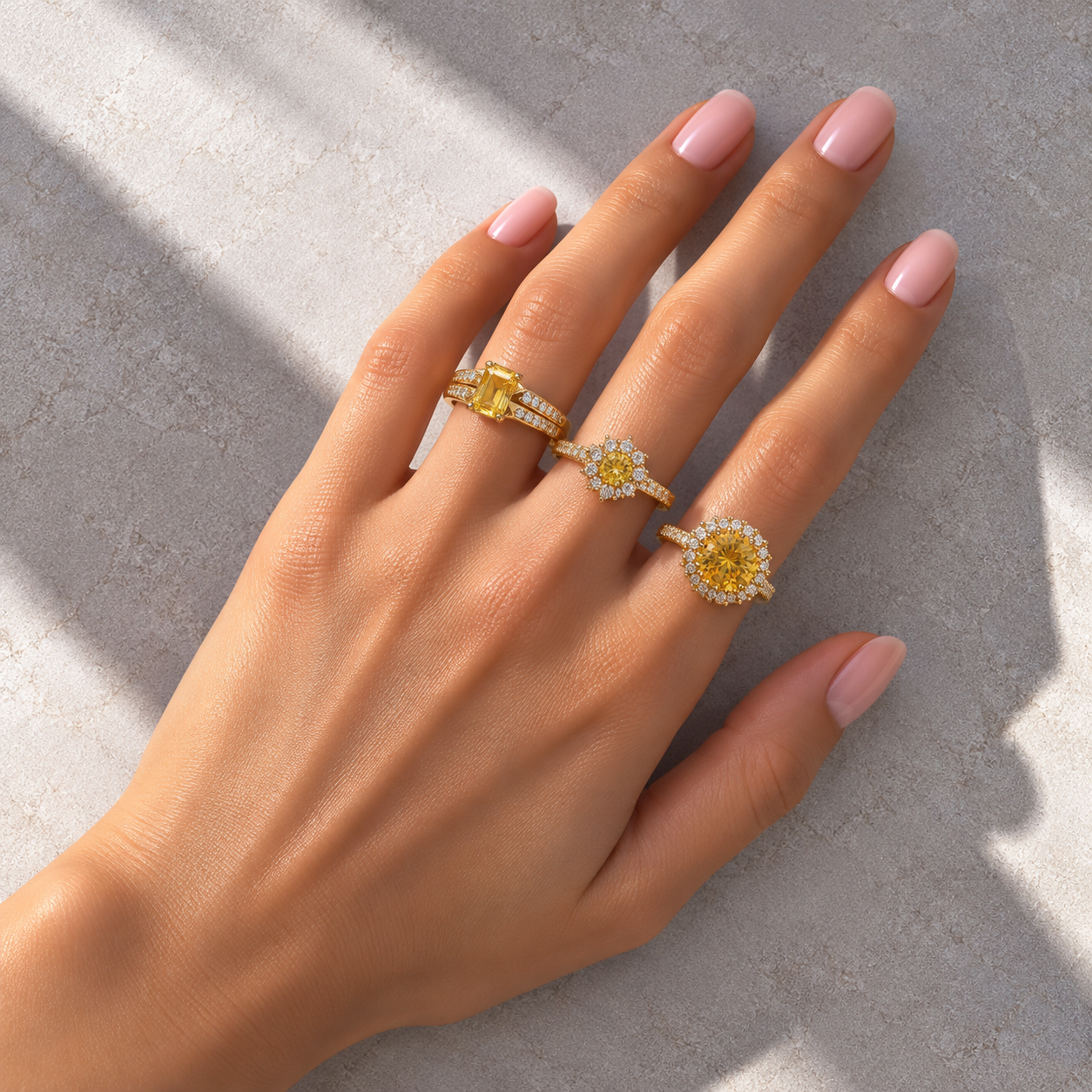 3 Anéis Regulável Bijoux Premium Dourado Coleção 8