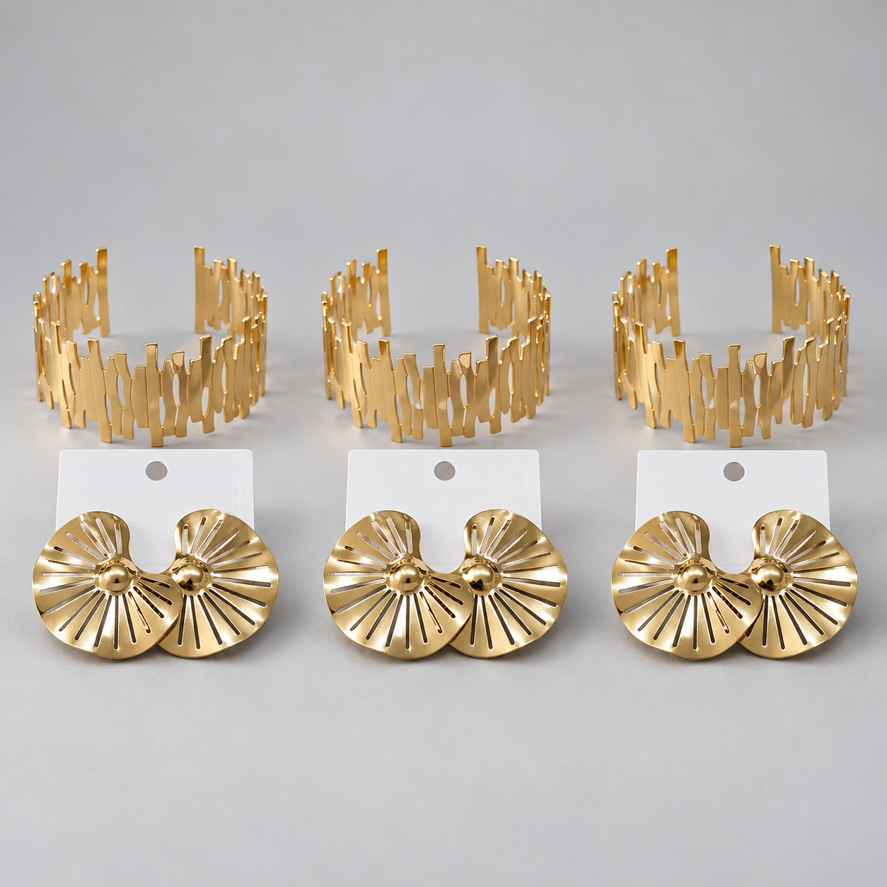 Kit 3x Conjunto Bracelete + Brinco Bijoux Premium 014