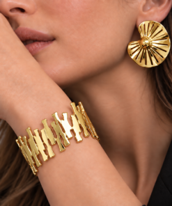 Conjunto Bracelete + Brinco Bijoux Premium Dourado 012