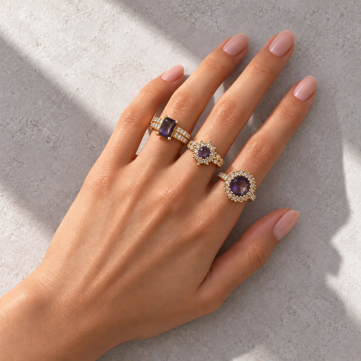 3 Anéis Regulável Bijoux Premium Dourado Coleção 8