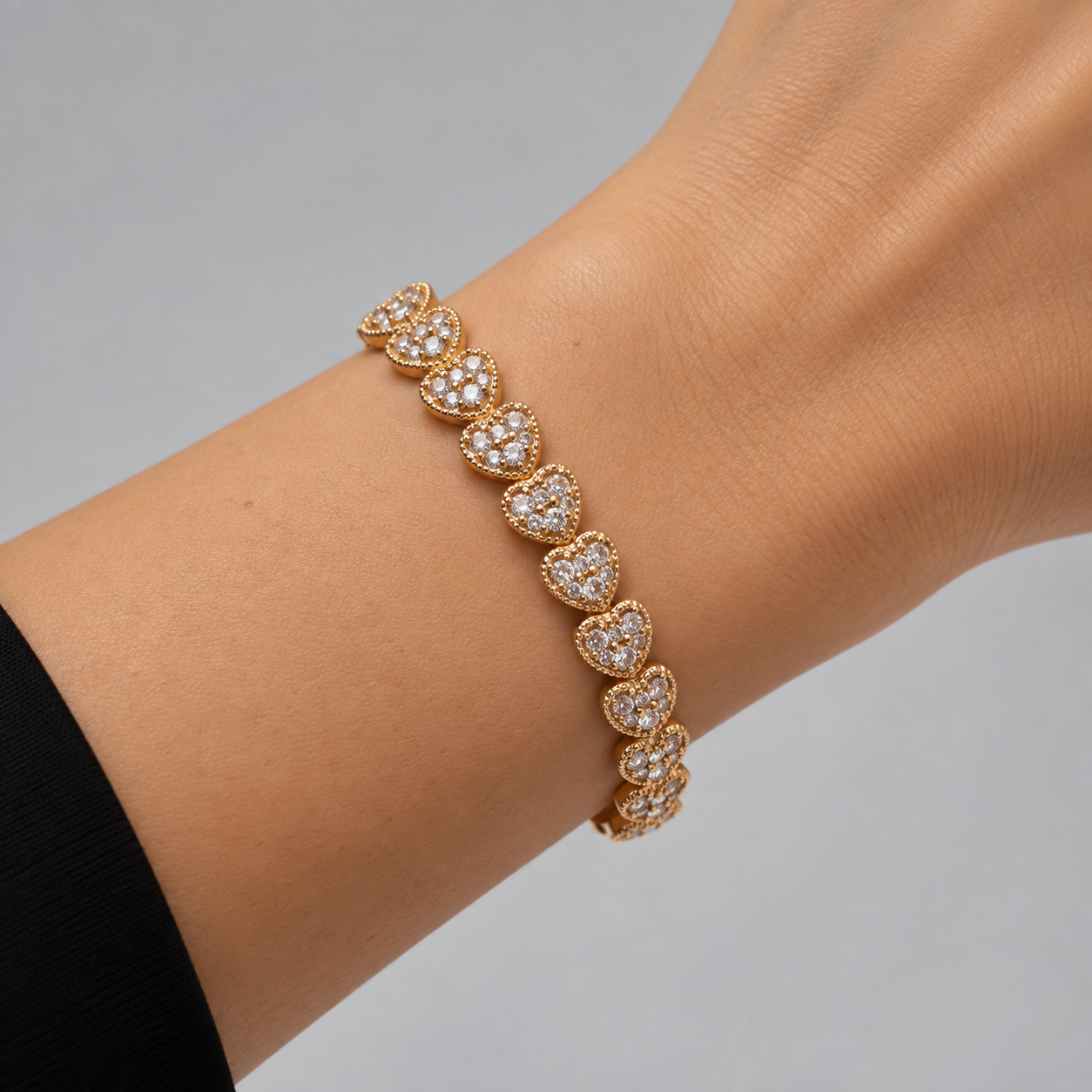 Pulseira Semijoia Cravejada Dourado 001