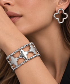 Conjunto Bracelete + Brinco Bijoux Premium  Prata 001