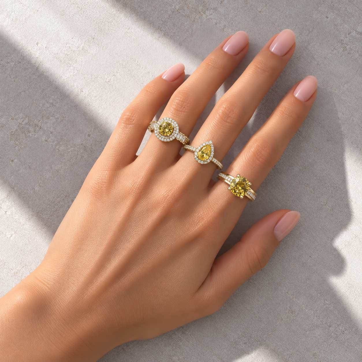 3 Anéis Regulável Bijoux Premium Dourado Coleção 5