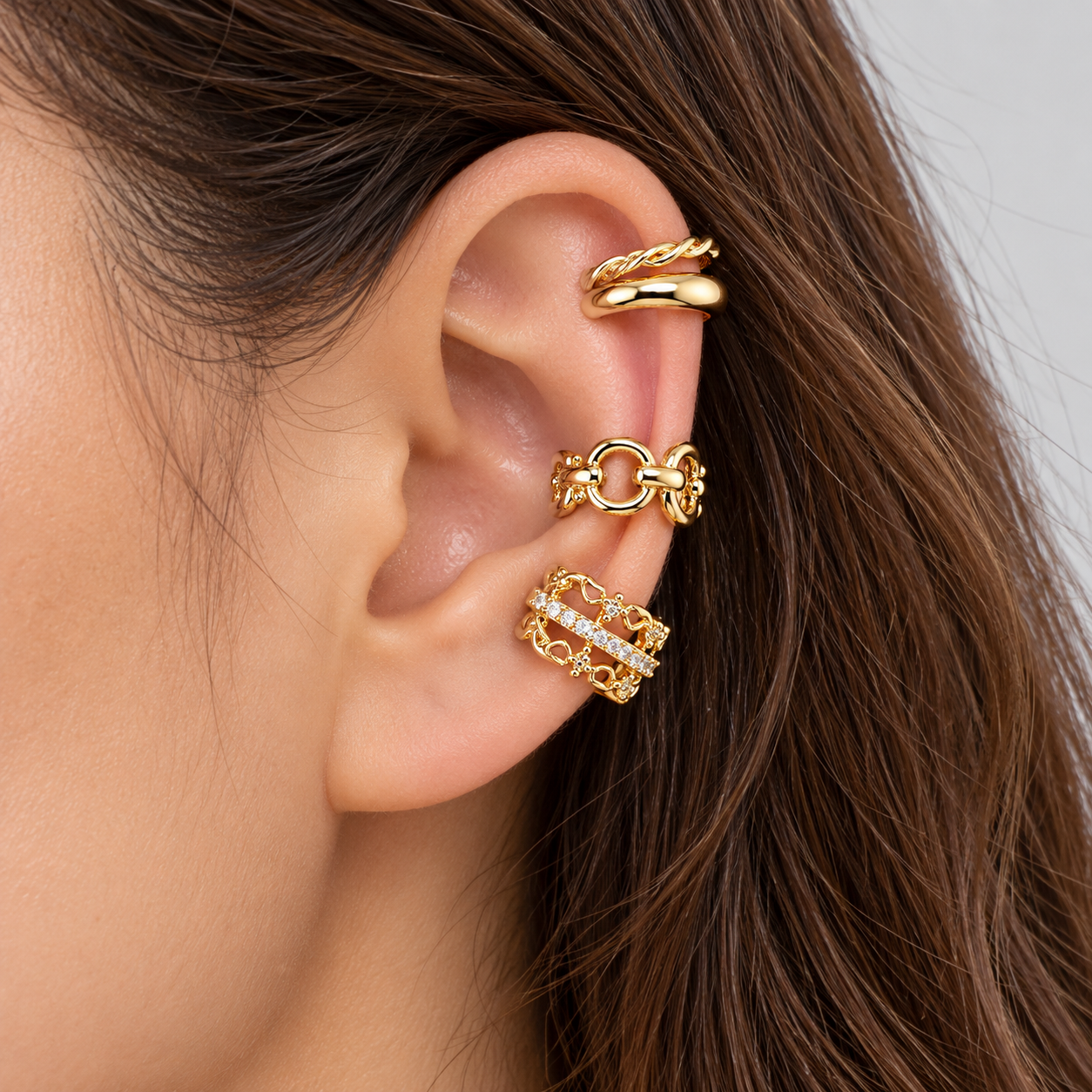 Trio Fake Piercing Bijoux Premium Dourado 005