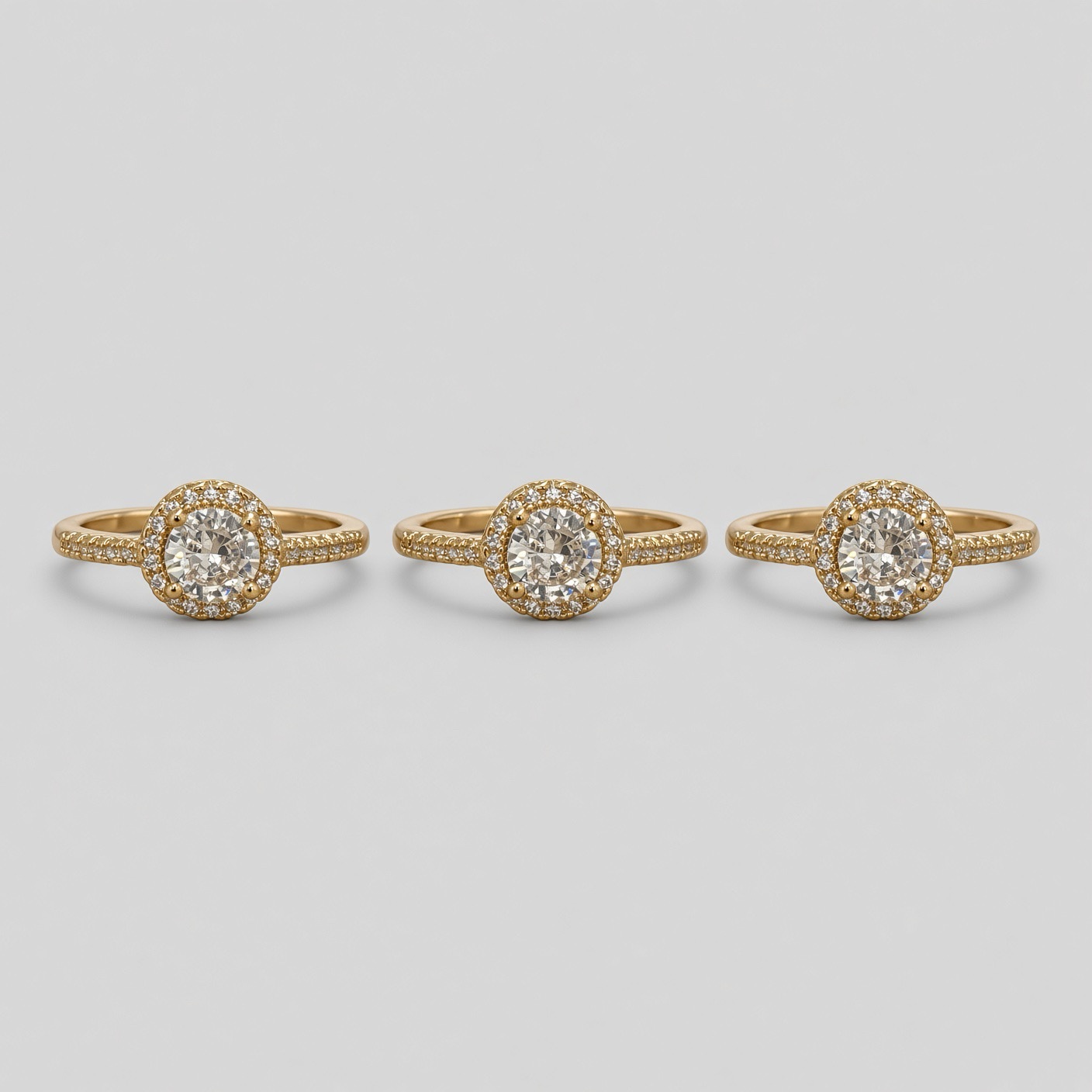 Kit 3 anéis tamanhos sortidos (17-18-19-20) Bijoux Premium Dourado 004